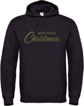 Kerst hoodie zwart Merry fuckin' Christmas - soBAD. | Kersttrui soBAD. | kerstsweaters volwassenen | kerst hoodie volwassenen | Kerst outfit | Foute kerst truien