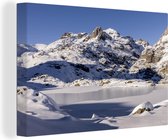 Canvas Schilderij Winterlandschap in het Nationaal park Mercantour in Europa - 60x40 cm - Wanddecoratie