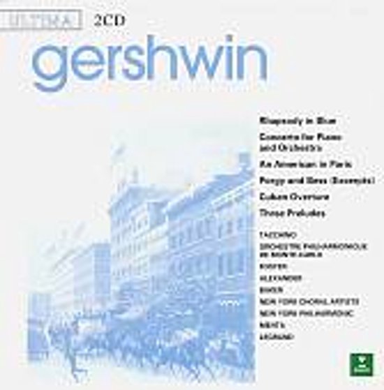 2CD Gershwin. Blauwe omslag met stad- en orkestfoto. Bevat Rhapsody in Blue, Porgy and Bess.