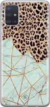 Samsung A51 hoesje siliconen - Luipaard marmer mint | Samsung Galaxy A51 case | Bruin | TPU backcover transparant