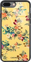 iPhone 8 Plus/7 Plus hoesje glass - Bloemen geel flowers | Apple iPhone 8 Plus case | Hardcase backcover zwart
