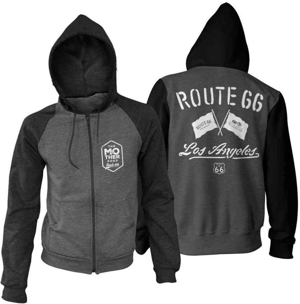 Route 66 Vest met capuchon -S- Los Angeles Grijs/Zwart