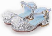 Prinsessen schoenen + Toverstaf / Kroon - Zilver - maat 26 - cadeau meisje - Voor bij je Frozen Elsa Anna prinsessenjurk - verkleedschoenen - speelgoed schoenen