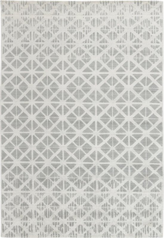 Shangri La Mosaik Vloerkleed - 250x350  - Rechthoek - Laagpolig Tapijt - Landelijk - Grijs, Wit