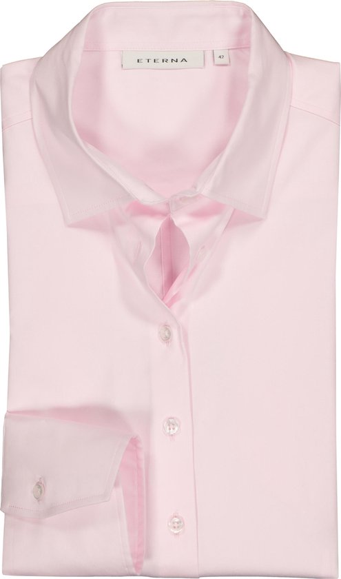 ETERNA dames blouse modern classic - stretch satijnbinding - roze - Maat: 38