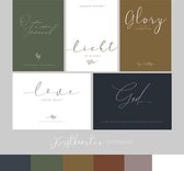 Ansichtkaart met envelop - A6 - 10x15cm - Wit Groen Blauw Goudkleurig - Christelijke kerstkaarten - Set - 5 stuks