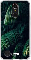 6F hoesje - geschikt voor LG K10 (2017) -  Transparant TPU Case - Palm Leaves Dark #ffffff