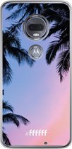 Motorola Moto G7 Hoesje Transparant TPU Case - Sunset Palms #ffffff