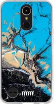 LG K10 (2017) Hoesje Transparant TPU Case - Blue meets Dark Marble #ffffff