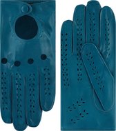 Ongevoerde leren dames handschoenen model Formia Color: Petrol, Size: 7