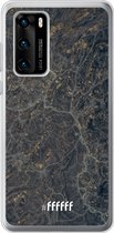 Huawei P40 Hoesje Transparant TPU Case - Golden Glitter Marble #ffffff