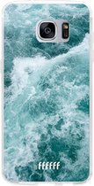 Samsung Galaxy S7 Hoesje Transparant TPU Case - Whitecap Waves #ffffff