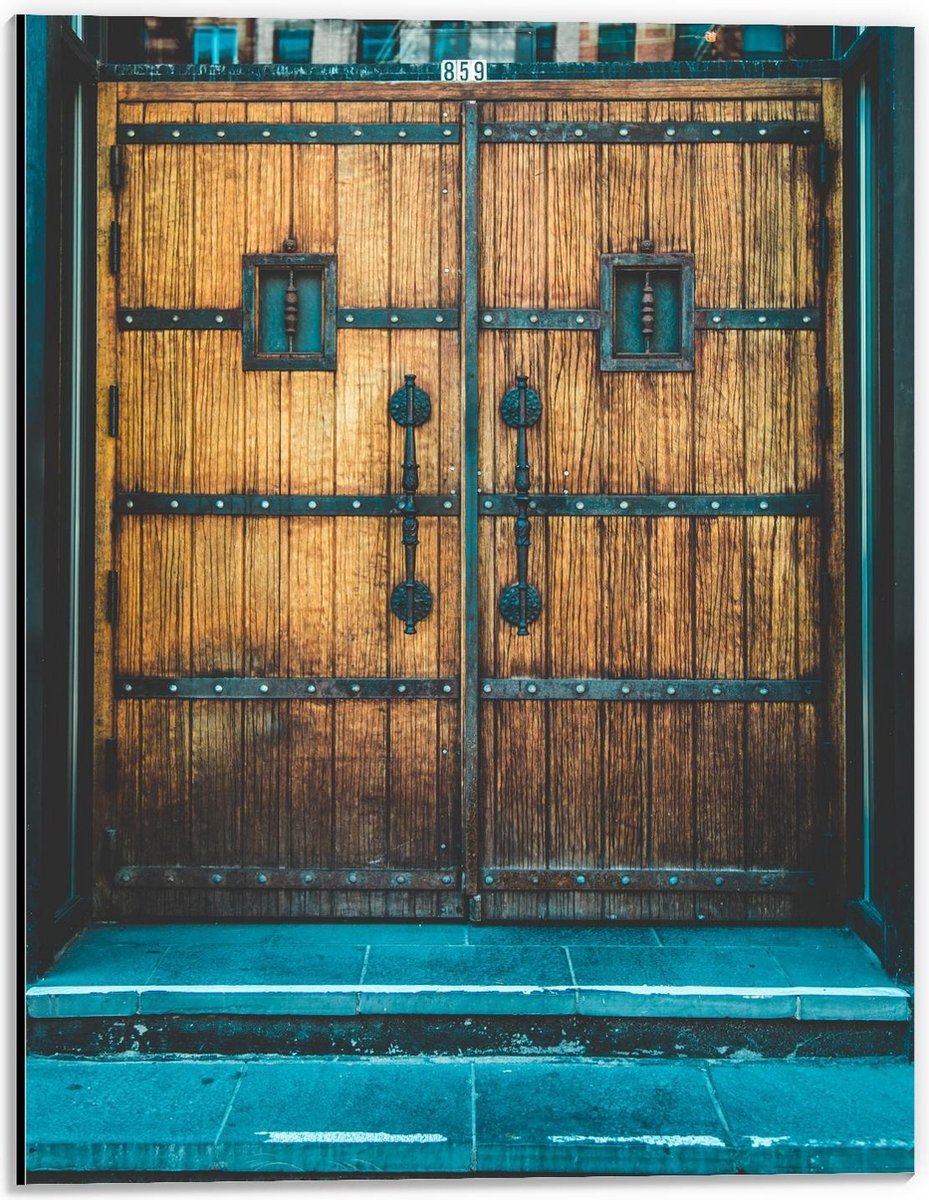 Dibond - Houten Voordeuren - 30x40cm Foto op Aluminium (Met Ophangsysteem)