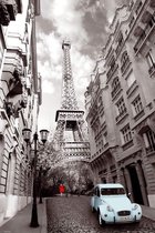 GBeye Paris Red Girl Blue Car  Poster - 61x91,5cm