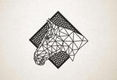 Line Art - Paard 3 met achtergrond - L - 82x83cm - Zwart - geometrische wanddecoratie