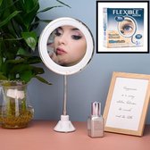 Decopatent® Flexibele Make-Up Spiegel met verlichting - 360° Draaibaar - Zuignap Sterk - 10x Vergroting - Make Up Vergrootspiegel