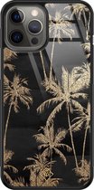 iPhone 12 Pro Max hoesje glass - Palmbomen | Apple iPhone 12 Pro Max  case | Hardcase backcover zwart