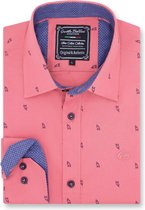 Heren Overhemd - Slim Fit - Owl Bird Tribal - Roze - Maat XL