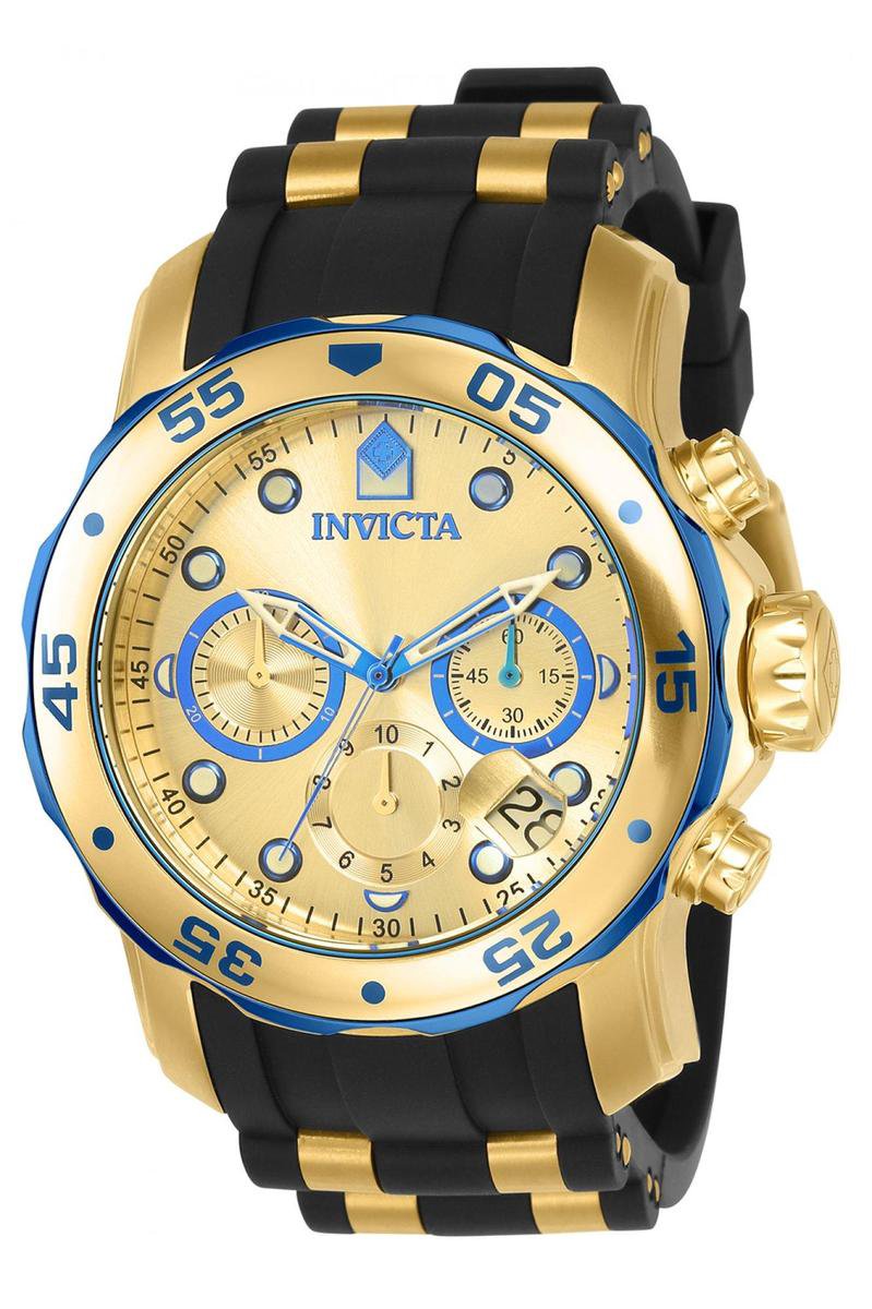 Invicta Pro Diver - SCUBA 17887 Heren Horloge - Waterdicht - Analoog - Quartz Uurwerk - Roestvrij Staal met Gouden Wijzerplaa