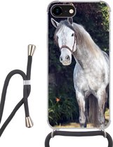 Hoesje met koord Geschikt voor iPhone 8 - Paard - Halster - Natuur - Siliconen - Crossbody - Backcover met Koord - Telefoonhoesje met koord - Hoesje met touw