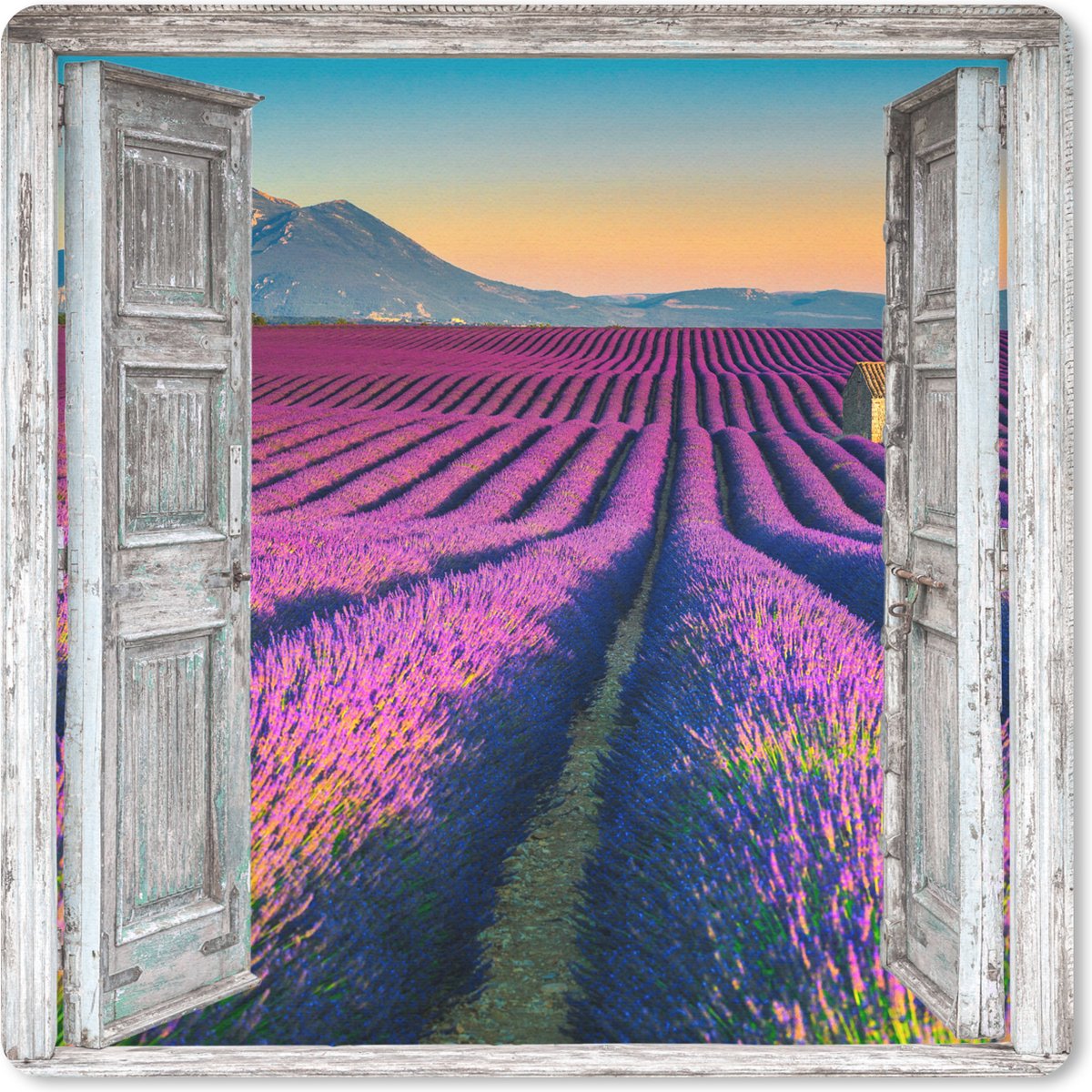 Muismat 30x30 cm - Mousepad Lavendel - Zomer - Doorkijk - Bloemen - Muismatten