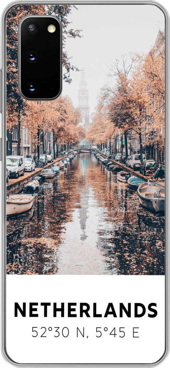 Telefoonhoesje Geschikt voor Samsung Galaxy S20 hoesje - Nederland - Amsterdam - Gracht - Herfst - Siliconen Telefoonhoesje Telefoonhoesje