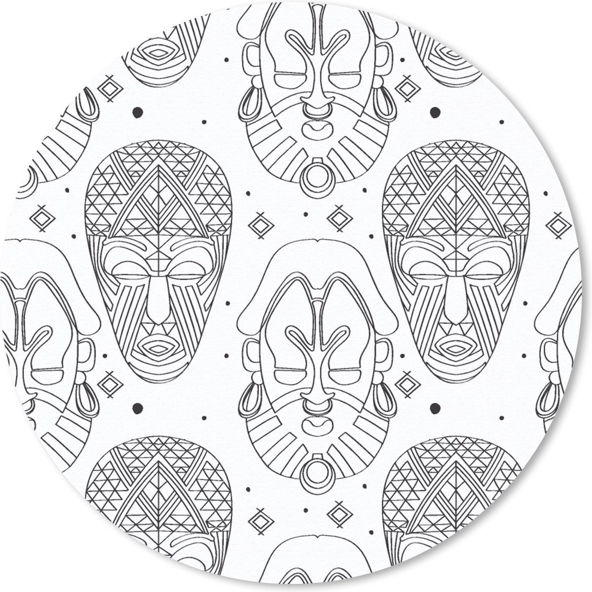 Muismat rond 30x30 cm - Mousepad Patroon - Maskers - Zuid-Amerika - Ronde muismatten