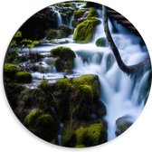 WallClassics - Dibond Muurcirkel - Brug boven Waterval - 30x30 cm Foto op Aluminium Muurcirkel (met ophangsysteem)