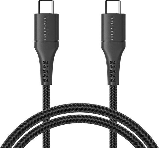 iMoshion USB C naar USB C Kabel - 2 meter - Snellader & Datasynchronisatie - Oplaadkabel - Stevig gevlochten materiaal - Zwart