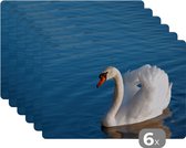 Set de Table - Napperons de Table en Plastique - Cygne - Water - Vogel - Wit - 45x30 cm - 6 pièces - Résistant à la Chaleur - Antidérapant - Coussinet - Amovible