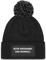 Wintermuts zwart met pompoen - Better winterhands than snowballs - soBAD. | Wintersport | Après ski outfit Warme Muts voor Volwassenen | Heren en Dames Beanie
