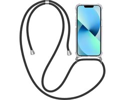 Telefoonhoesje Geschikt voor iPhone 13 met Koord en Stootrand - TPU Backcover Shockproof met Lanyard - Smartphonica geschikt voor iPhone 13