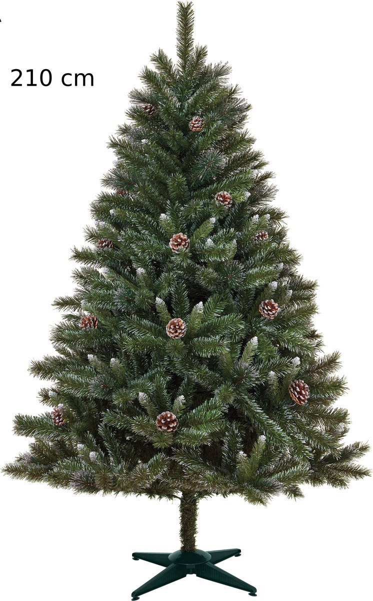 HOMCOM artificial christmas tree small table Christmas tree 170 branches snowy design simple construction Christmas tree with plastic base berries pine cones PE PVC green 27 x 47 cm