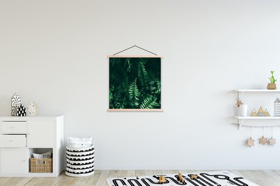 Porte-affiche avec affiche - Affiche scolaire - Feuilles - Jungle - Nature - Tropical - Plantes - 90x90 cm - Lattes transparentes