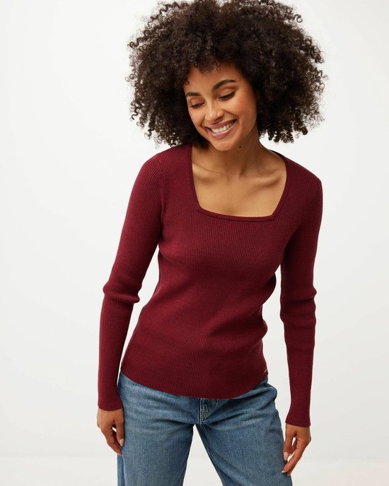 Mexx Square Neck Gebreide Trui Dames Donker Rood Maat XS bol