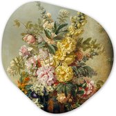 Organische Wanddecoratie - Kunststof Muurdecoratie- Organisch Schilderij - Grote vaas met bloemen - Josep Mirabent - Schilderij- 60x60 cm - Organische spiegel vorm op kunststof