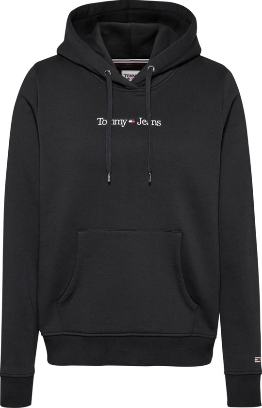 Tommy Jeans - Dames Hoodies Reg Serif Linear Hoodie - Zwart - Maat XL