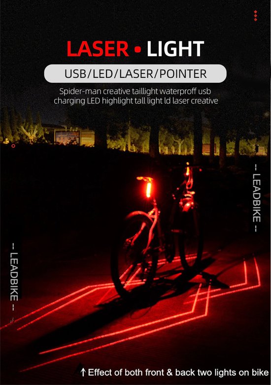 Fietsverlichting USB Oplaadbaar - Voor en Achterlicht - Oplaadbaar - LED verlichting — afbeelding 2
