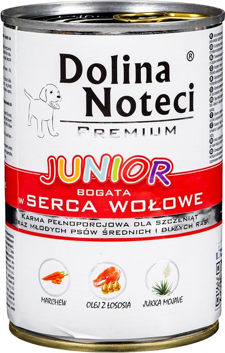Dolina Noteci Dolina Noteci Premium Junior - Nat Hondenvoer - Runderharten - Puppy - 24x400g Voordeelverpakking