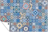 Muurdecoratie Patronen - Bloemen - Blauw - Vormen - 180x120 cm - Tuinposter - Tuindoek - Buitenposter