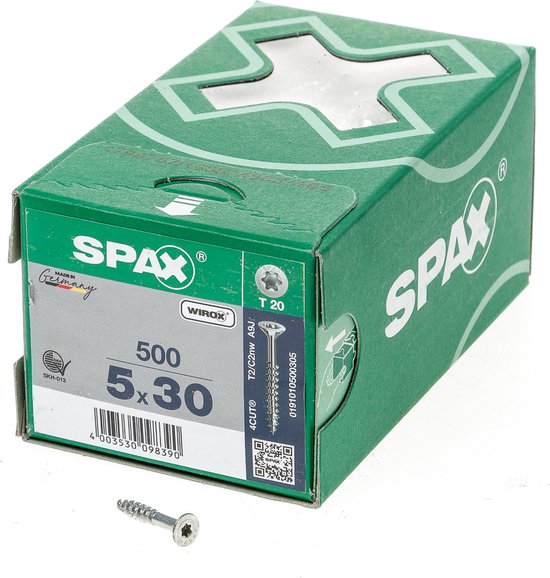 Vis pour aggloméré Spax tête fraisée zinguée T-Star T20 filetage partiel 5.0x120mm (par 200 pièces)