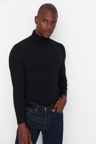 Trendyol Mannen Standaard mouw Basis Zwarte corduroy gebreide herensweater met slim-fit coltrui TMNAW20MG0031