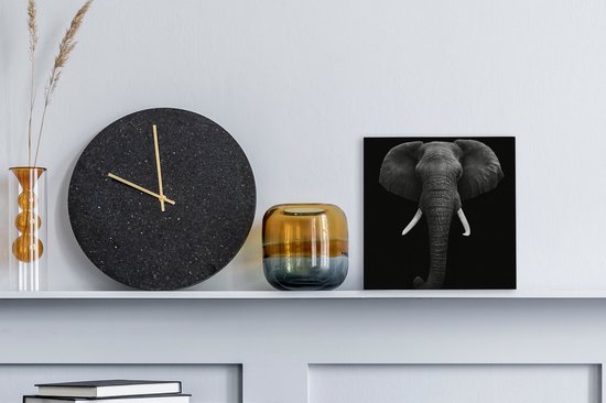 Canvas - Dieren - Olifant - Zwart - Wit - Muurdecoratie - 20x20 cm - Foto op canvas - Canvas schilderijen woonkamer