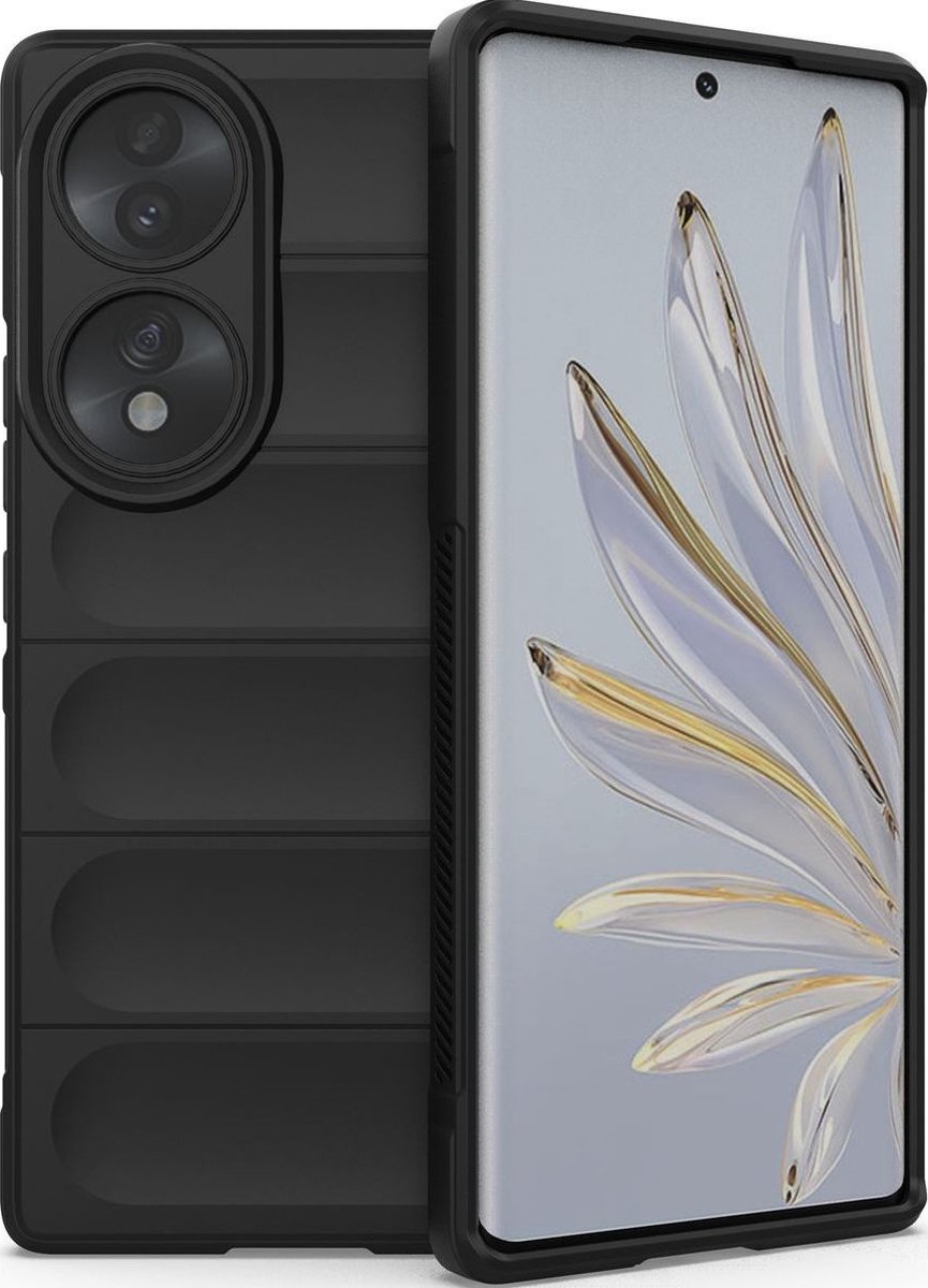 Mobigear Hoesje geschikt voor HONOR 70 Telefoonhoesje Flexibel TPU | Mobigear Bumpy Backcover | 70 Case | Back Cover - Zwart