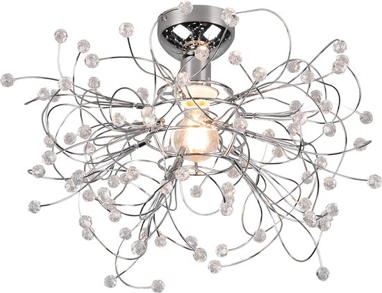 LED Plafondlamp - Plafondverlichting - Torna Guston - E27 Fitting - 1-lichts - Rond - Mat Chroom - Aluminium
