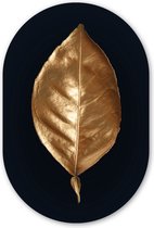 Miroir ovale - Décoration murale en plastique - Tableau ovale - Luxe - Feuille - Or - 60x90 cm - Forme miroir ovale sur plastique