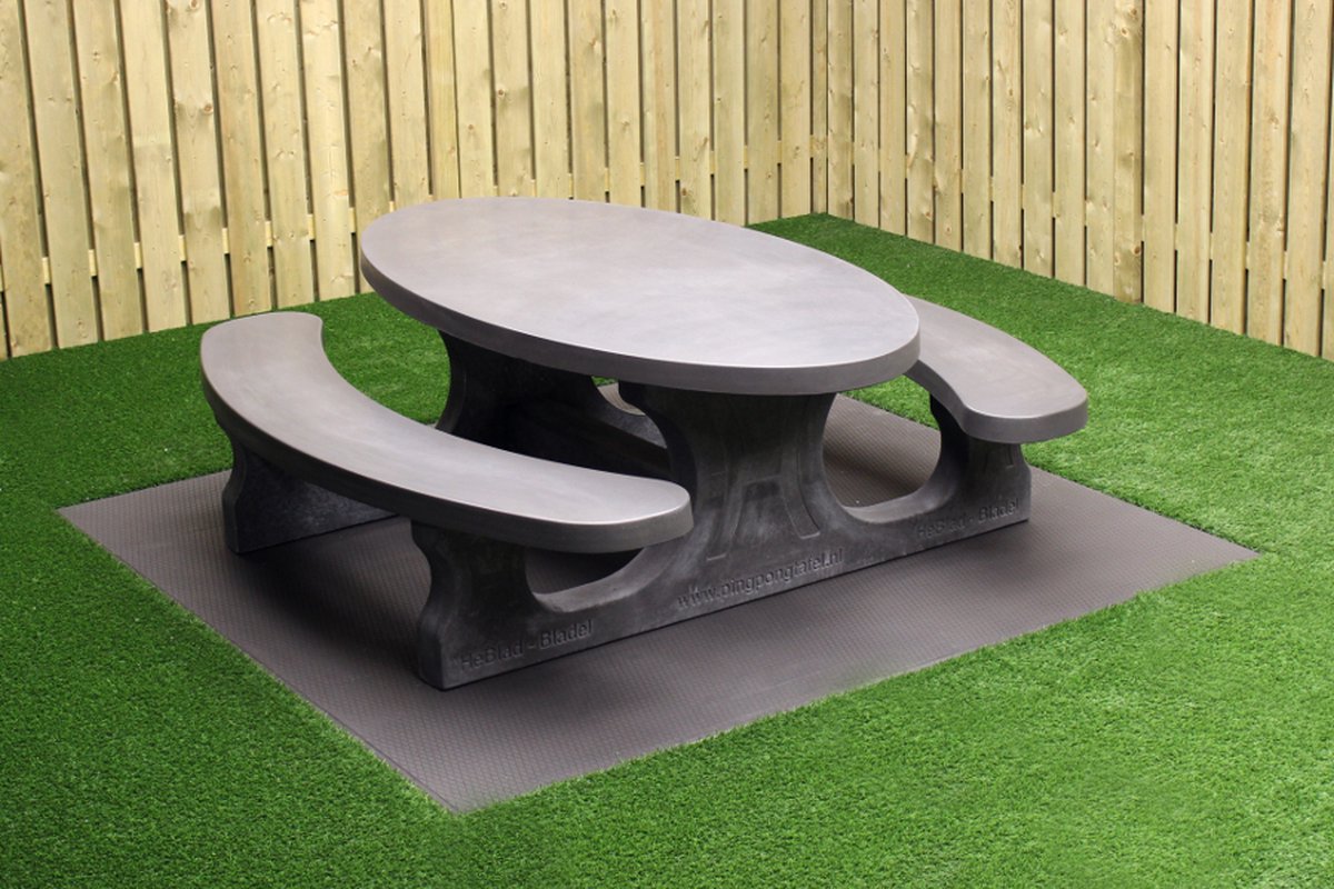 Rockwood® Betonnen Picknickset Antraciet-Beton Ovaal 2.10m met betonnen onderplaat Naturel