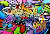 Fotobehangkoning - Behang - Vliesbehang - Fotobehang Grafitti - Straatkunst - Muurschildering - Street Signs - 450 x 315 cm