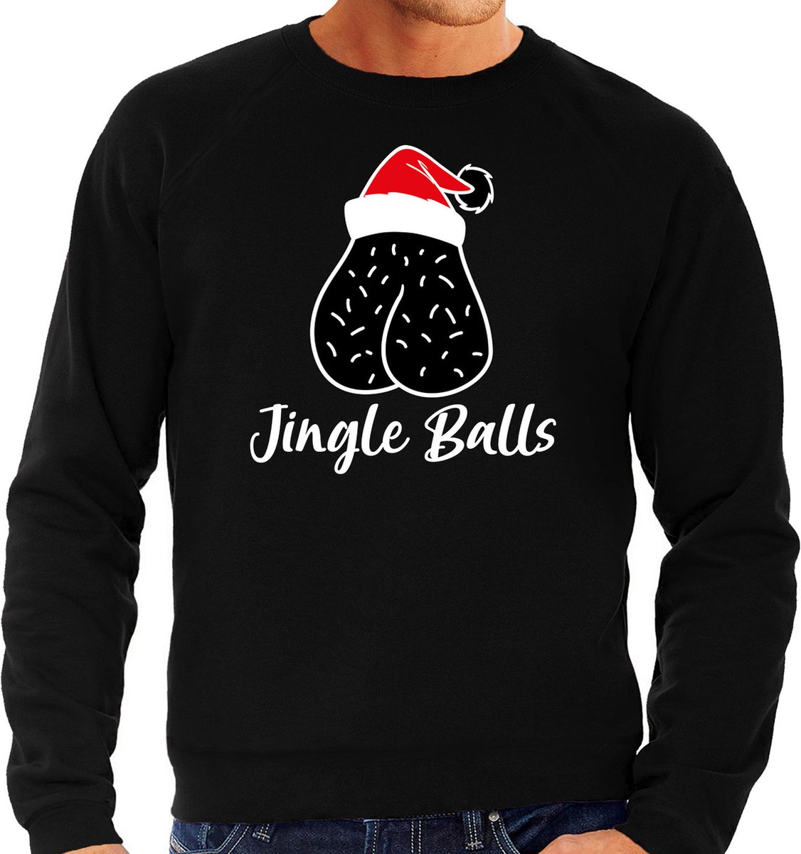 Bellatio Decorations Foute humor Kersttrui jingle balls Kerst - sweater -  zwart - heren S | bol