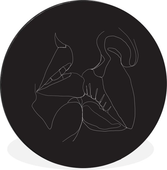Illustration de baisers de lèvres sur fond noir Cercle mural aluminium ⌀ 60 cm - impression photo sur cercle mural / cercle vivant / cercle de jardin (décoration murale)